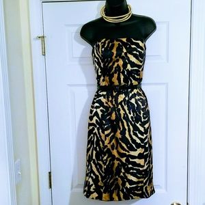 Black and tan  Kristin davis strapless dress